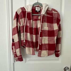 American Eagle Outfitters Cropped Flannel Hoodie